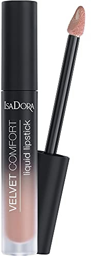 IsaDora Flytande Läppstift - Velvet Comfort Matte Liquid Lipstick – Matt – Long Lasting - Vegan Makeup Parfymfri Smink, 50 Nude Blush, Beige 4ml