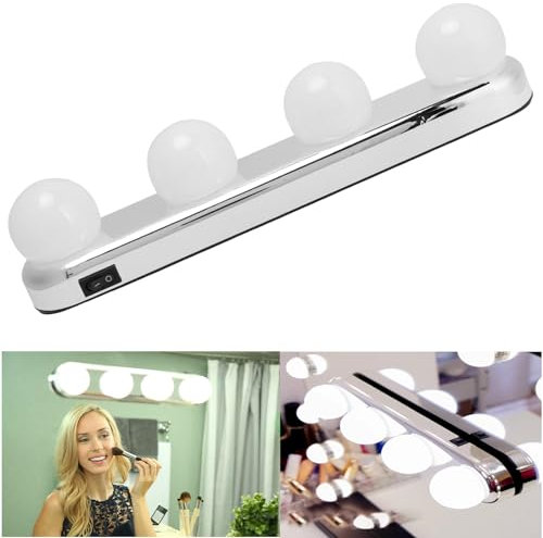 Lampes de maquillage portables 4 LED, lampe de miroir de courtoisie rechargeable sans fil, miroir coiffeuse led, kit de lampe murale de maquillage pour salle de bain,Lampe de Maquillage Portables