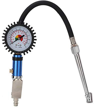 Professional Tyre Pressure Gauge Gun with 0-12 Bar Range, 55mm Dial Display and Copper Self-Clamping Head