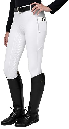 FitsT4 Sports Leggings d'équitation pour Femmes Pantalon d'équitation entièrement doublé en Silicone avec Poche pour téléphone Portable et Passants de Ceinture