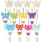 WEDNOK 12 Stück Schmetterling Windspiel Bastelset Kinder Butterfly Basteln Holz Bastelhandwerk 12 Große mit 12 Kleine Schmetterling Kreativsets für Geburtstag Frühling Mädchen Junge