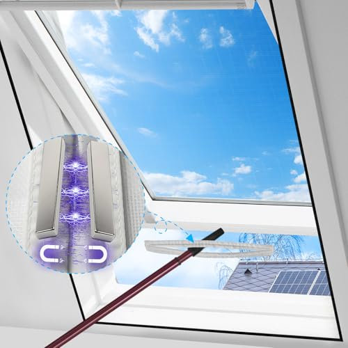 BKSAI Moustiquaire Fenetre anti moustique sans Percage Adhésif Toile Moustiquaire jusqu'à 150X130 cm découpable individuellement Rideau anti mouch Barrage aux insectes