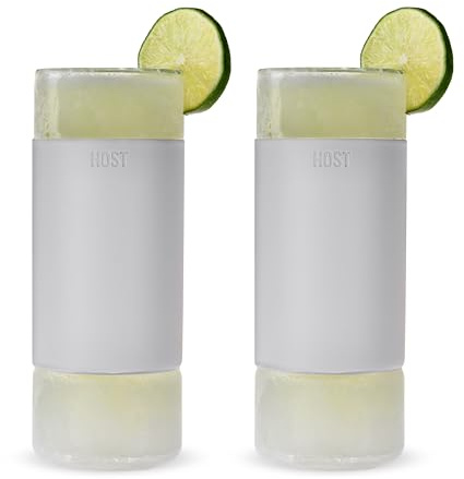 Host Highball Glass FREEZE Drinking Cups Frozen Glasses Set, Insulated Tumblers, Iced Coffee Cup Glass Tumbler 12oz Gray Cocktail Glasses Set of 2