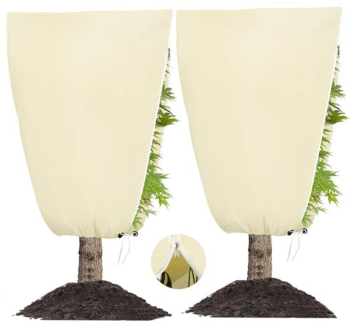 HYPERGLAM 2Pièces 100x80cm Housses de Protection pour Plantes, 80gsm Sac de Protection pour Plantes avec Fermeture éclair et Cordon de Serrage Protection Contre Le Gel Contre Les la Neige