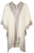 ZLYC Women's Lightweight Shawl Golden Trim Textured Knit Blanket Wrap Fringe Poncho with Contrast Trims(Plain Cream White),One Size