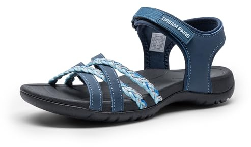 DREAM PAIRS Women Comfort Hiking Sandals,Dark Blue,8