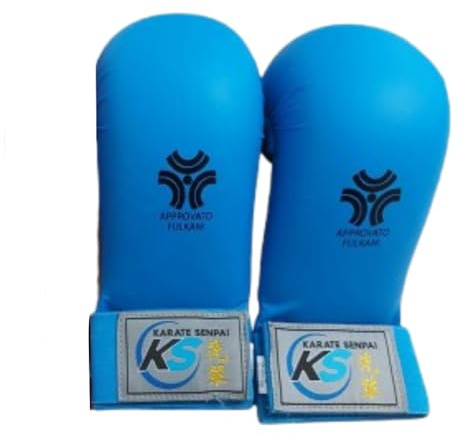 Karate Senpai | Guanti Karate Kumite Leggeri e Resistenti, Ideali per Allenamento e Competizione arti marziali FIJLKAM_APPROVATO, Varie taglie e colori (Blu, L)