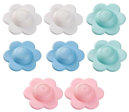 NYGGTYK 8 Pezzi di Copertura di Scarico del Pavimento in Silicone, Filtro del Lavandino da Cucina, Copertura per Scarico del Pavimento Anti-Bloccante, Adatto per Bagni, Bagni E Balcone.