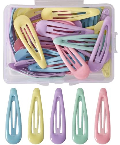 Pinzas para el pelo para niña, niña, clip a presión de metal, pinza para de 5 cm para niñas, mujeres y niños, accesorio para el cabello con clip a presión de metal colorido (macaron)
