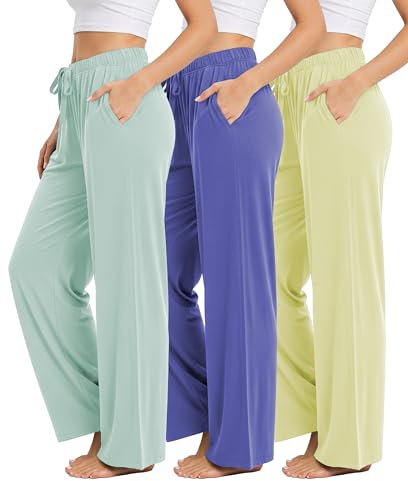 Sexy Basics 3 Pack Buttery Soft Pajama Pants for Women | Comfy Casual Lounge Pajama Bottoms | Drawstring & Pockets Pj