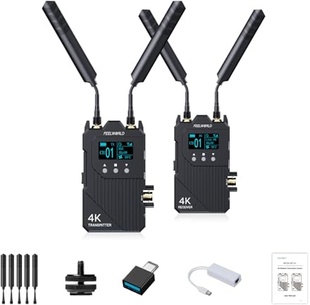 FEELWORLD WT1S 4K Wireless Video Transmission System SDI Dual HDMI with 1000ft Transmission Distance 0.08s Low Latency Full Duplex Intercom Live Streaming