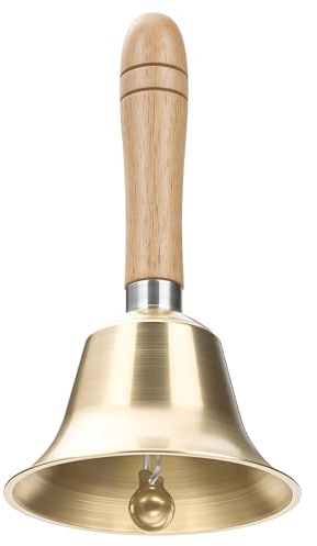 Yamobi Super Laut Handglocke Metall Glocken mit Holzgriff für Senioren zu Hause, Hochzeit, Tierausbildung, Büro, Mahlzeit, Meditation(8CM)