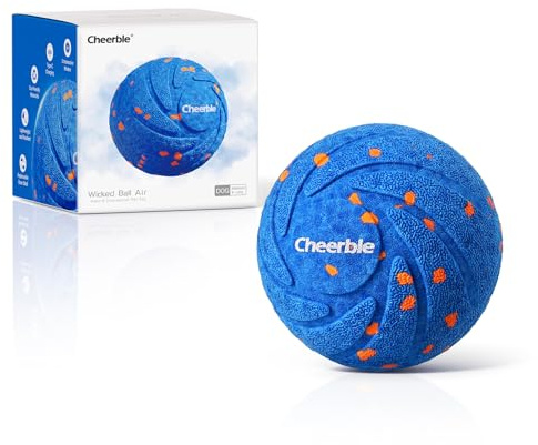 Cheerble Smart Interactive Dog Toy Ball, Wicked Ball AIR, Automatic Moving Bouncing & Rotating Dog Ball with E-TPU Material, USB-C, IPX7 Waterproof, Active Rolling Ball for Medium & Large Dogs, Blue