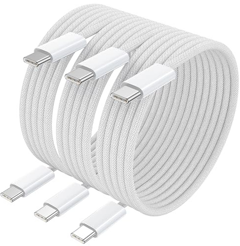 Cable USB C a USB C [3Pack 2M] Cable USB C 60W PD Carga Rapida Cable USB Tipo C Compatible con iPhone 17/16/15 Plus Pro MAX,Macbook Pro/Air,Galaxy S21+/S21,Google Pixel,iPad Pro 2021,Huawei P40 P30