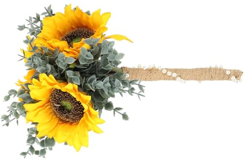 Veemoon Ramo De Girasol Artificial para Novia 1 Pieza Ramo Realista De SimulacióN DecoracióN De Boda Accesorio para Fotografía Ceremonia Y Hogar 7.08X7.08X11.81In