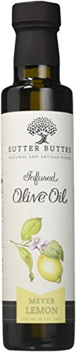 Sutter Buttes Extra Virgin Olive Oil - Meyer Lemon Infused (250 ml bottle) Handcrafted, Artisan Gourmet EVOO Cold Pressed and Flavored w/Premium Fresh Lemon Juice, Unfiltered, Unrefined Olive Oil