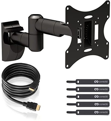 TV Wandhalterung für 10-42 Zoll (ca.25-107cm) Flach & Curved LCD LED OLED Fernseher & TFT Monitor | Schwenkbar Neigbar Ausziehbar | Wand Halter Fernseher Halterung | VESA 50x50-200x200 | Schwarz