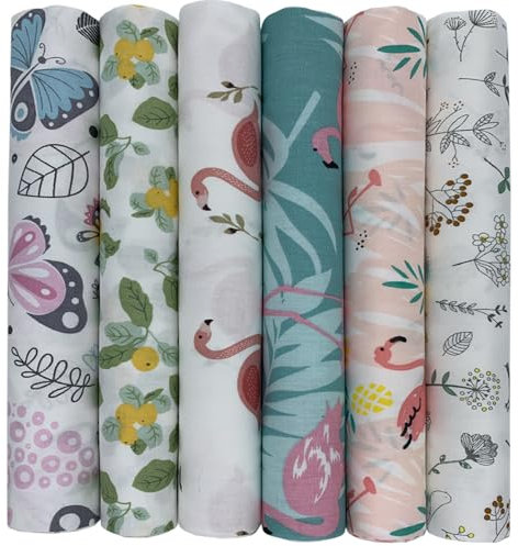 6 Stück Baumwollstoff Meterware Stoff je 50CM x 50CM, Reiner Baumwolle, Stoffe zum Nähen, Patchwork Stoffpaket zum Quilten DIY Basteln Handwerken, Quadrate Baumwolltuch, Modischen Mustern (U-B909)