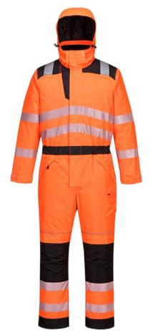Portwest PW3 Hi-Vis Winter Coverall, Orange/Black, Size: XL