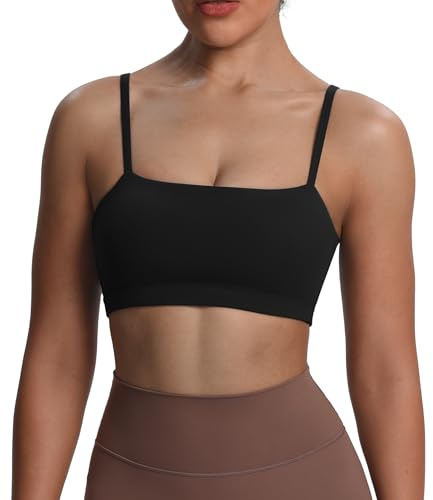 Aoxjox Women's Workout Bandeau Bras Training Fitness Running Yoga Crop Tank (Black, Medium)