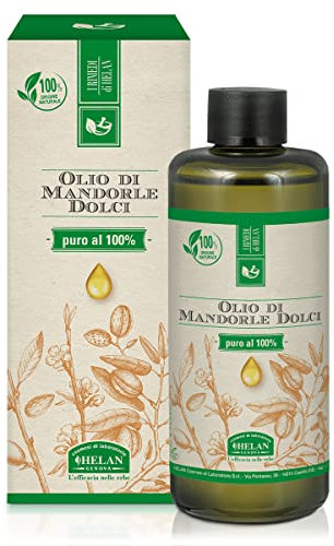 Helan, Olio di Mandorle Puro, Olio di Mandorle Dolci, Idratante, Nutriente, Elasticizzante, Aiuta a prevenire le smagliature, 200 mL