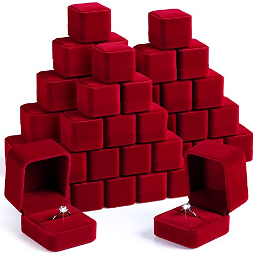 Maitys 48 Pieces Velvet Ring Boxes Bulk for Jewelry Display Wedding Engagement Ring Jewelry Case Gift Earring Boxes for Birthday Anniversary Proposal