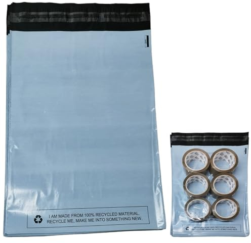 25x Grey Postage Bags (12x16 Inch) Parcel Mailing Envelopes - Self Seal Plastic Postage Bags for Shipping, Delivery & Packaging - Waterproof & Recyclable