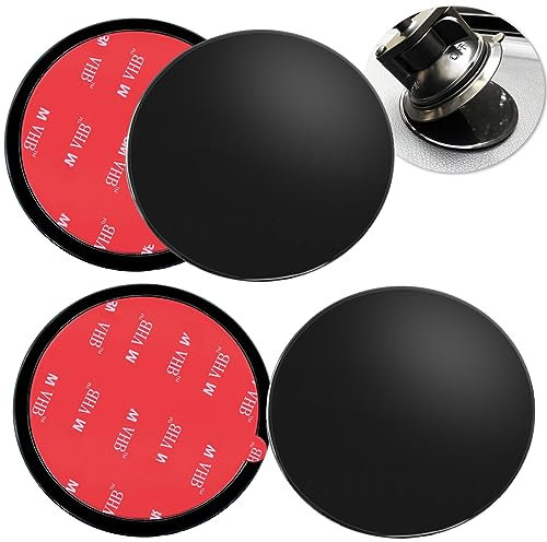 4 Stück 73 mm Schwarz Klebe-Befestigungsplatten für Armaturenbrett, Navi Halterung Mount Pad, Montagescheibe für Saugnapf, 2.87 Zoll Universal Saugnapf Klebescheibe für GPS, Smartphones, Auto Kameras