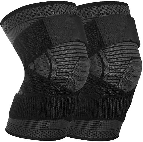 Knee Brace 2 Pack Knee Support for Men Women Elastic Compression Knee Sleeve for Knee Pain, Arthritis, Tendinitis, ACL, Meniscus Tear, Running (Black, XL)
