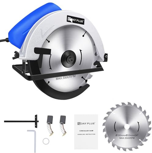 Sierra circular de 900 W, sierra circular eléctrica con guía láser, herramienta eléctrica de corte de amoladora 5000 rpm, ángulo de corte de 45 °, profundidad de corte máxima 55 mm