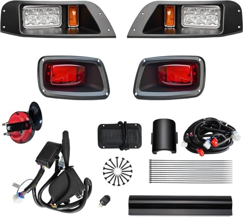Orle Oko Golf Cart Deluxe Light Kit for EZGO TXT,12V Street Legal Golf Cart Upgrade Headlights Taillights Kit for EZGO TXT Led Light 1996-2013 with Turn Signals Hazard Light Switch Horn Brake Pad
