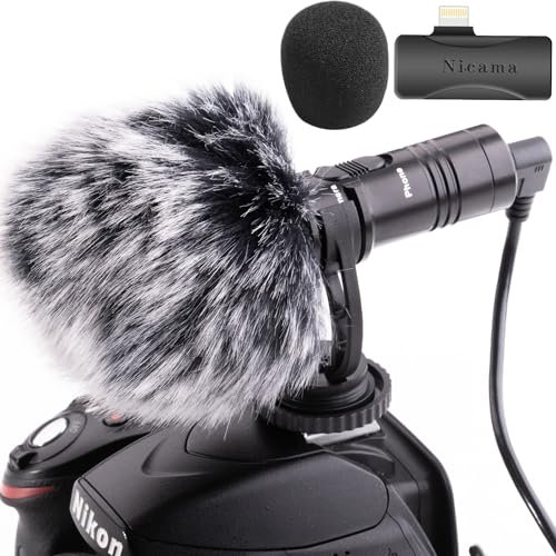 Nicama SGM8S 3.5mm Camera Shotgun Microphone with Windscreen Muff for Canon EOS, Nikon DSLR Cameras Sony Camcorders （NOT for Canon T5, T6 and T7）