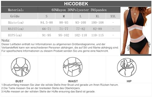 Hicodbek Bikini Damen Set Sexy Badeanzug Bademode Hohe Taille Farbblock Zweiteiliger Kordelzug Badeanzüge Bikinis für Frauen (DE/NL/SE/PL, Alphanumerisch, L, Regular, Regular, Rot)
