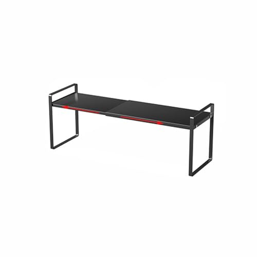 Gevvnss Ripiani Cucina Salvaspazio,Scaffale Organizer Mensole Espandibili 35-65 * 22 * 25cm,Organizer Divisorio per Cucina,Spezie,Banconi,Dispensa,Bagno,Set di 1,Nero