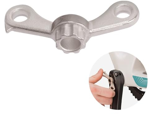 Batheidon Cykelvev utbyggverktyg 2-i-1, vevdragare för Shimano HollowTech II, förkromat verktyg för demontering och installation av vevskydd, inklusive krokar för snabb demontering