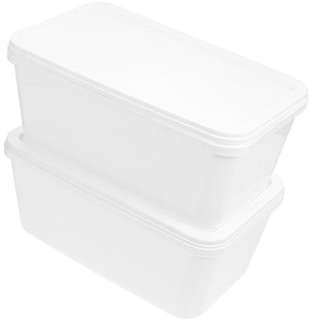 SHOWERORO 2Pièces Lot de Boîtes de Rangement pour Contenants Rectangulaires pour Réfrigérateur et Congélateur pour Stockage de Desserts et Aliments