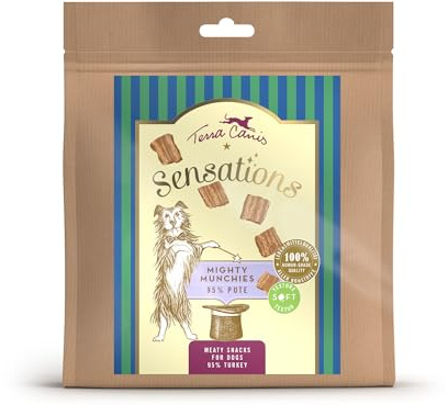 Terra Canis Sensations – Mighty Munchies 90 g I mjuk konsistens och särskilt smakrik I Premium Snack för hundar i 100 % livsmedelskvalitet av alla råvaror I spannmålsfri och glutenfri (kalkon)
