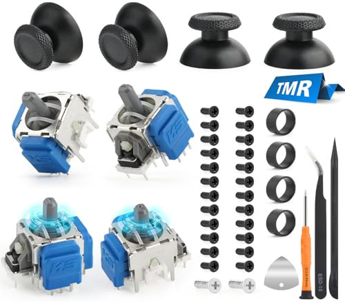 RongZy 4Pack para PS5 TMR Joystick Electromagnético Compatible con PlayStation 5 PS5 Repuesto Joystick Anti-Drift Sticks con Thumbsticks con Reparar Kit(con Tornillos)