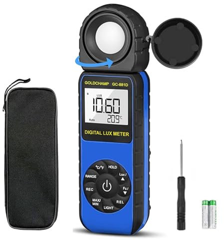 Luxmètre numérique - Mesure des lumières de 0,01 ~ 400 000 lux (0,01 ~ 40 000 FC) - Bougies de pied - Luxmètre avec capteur rotatif à 270° pour plantes, lumières LED, testeur de lumière intérieure et