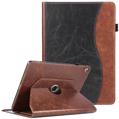 Vaitasy Fodral för iPad 10.2 9/8/7 Gen iPad Air 10.5 2019, 360 Grader Rotation Skyddsfodral Stativskydd Business PU Läderfodral Ipad 2021/2020/2019 - Svart