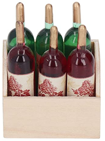 TOPINCN Light -Coled Doll House -Mini Mini Botellas de Vino Rojo para Decoración de la Cocina, Accesorios Realistas de Bebidas en Miniatura para 1:12 Muñecas, con Caja de Almacenamiento