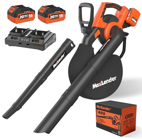 MAXLANDER Cordless Leaf Blower Vacuum Mulcher, 3-in-1 Leaf Vacuum with Bag