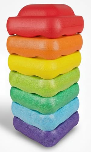 Set di 7 pietre per l'equilibrio per bambini, pietre da gioco per interni ed esterni, pietre per l'equilibrio impilabili – Stepping Stones Kids – Pietre da impilare