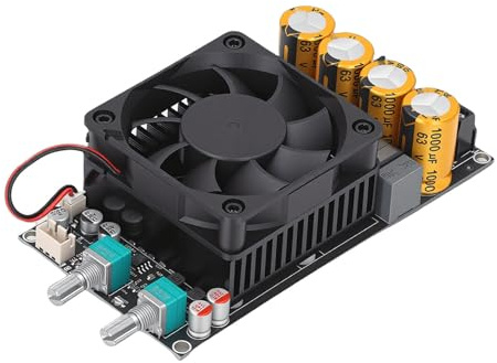 Eminchu 600 W Active Subwoofer Amplifier Board, Premium Audio Clarity-förstärkare med Tyst Fläkt och Förstorad Kylfläns, Stöder Trådlös Mikrofon och Dynamisk Mikrofon, Idealisk för Bluetooth-ljud