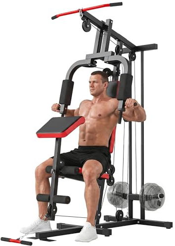 SPORTNOW Station de Musculation Machine à Câble Multifonction avec Poulie