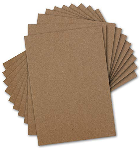 50x Vintage Kraftpapier DIN A4-21 x 29,7 cm - 280gr natur-braunes Recycling-Papier, ökologisch Bastel-Karton Einzel-Karte