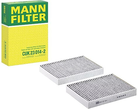 MANN-FILTER CUK 23 014-2 Innenraumfilter/Kabinenluftfilter - Pollenfilter mit Aktivkohle - (2er Set) für Pkw + Transporter