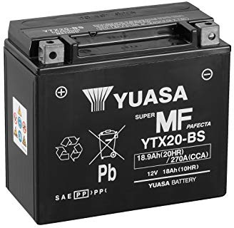 Yuasa YTX20-BS 12V 270 CCA förfylld och klar att passa Underhållsfritt AGM VRLA motorcykelbatteri