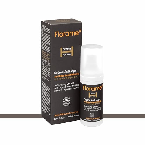 Florame Crème Anti-Âge Homme – Lissage & Atténuation des Rides – Visage & Contour des Yeux – Peaux Masculines – Fabriquée en France