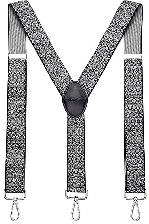 MASADA men's Braces, suspender with strong carabiner closure - smoothly adjustable 3.5 cm wide fits for up to 195 cm body height - Paisley grey